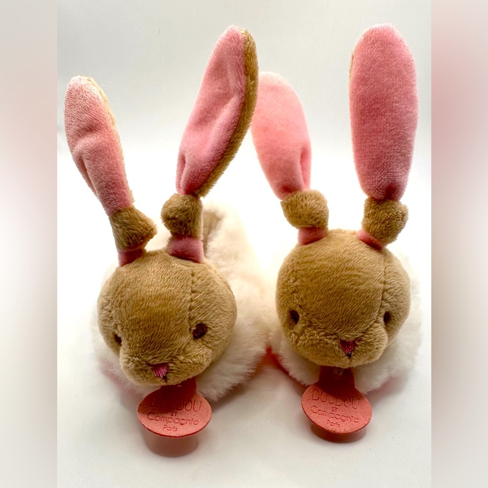 Adorable Pink Bunny Slippers-New Born,French Designer: DOUDOU ET Compagnie Paris